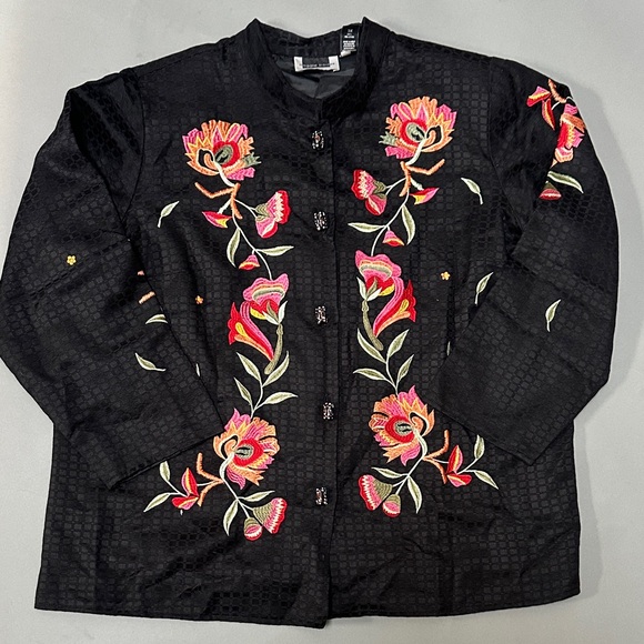 Maggie Barnes Jackets & Blazers - Maggie Barnes Black Jacket with Floral Embroidery